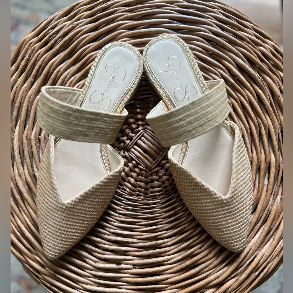 Jessica Simpson Lujane raffia slip on sandals